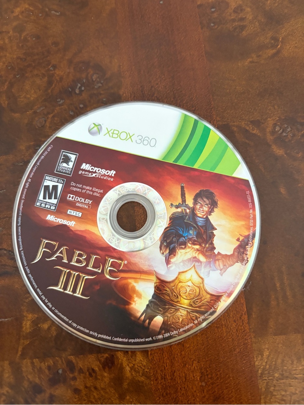 Xbox 360 Fable III Game Disc